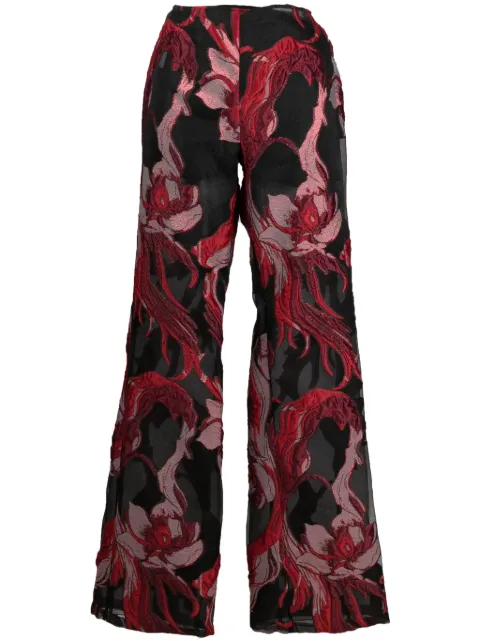 Alberta Ferretti floral-appliqué straight-leg trousers