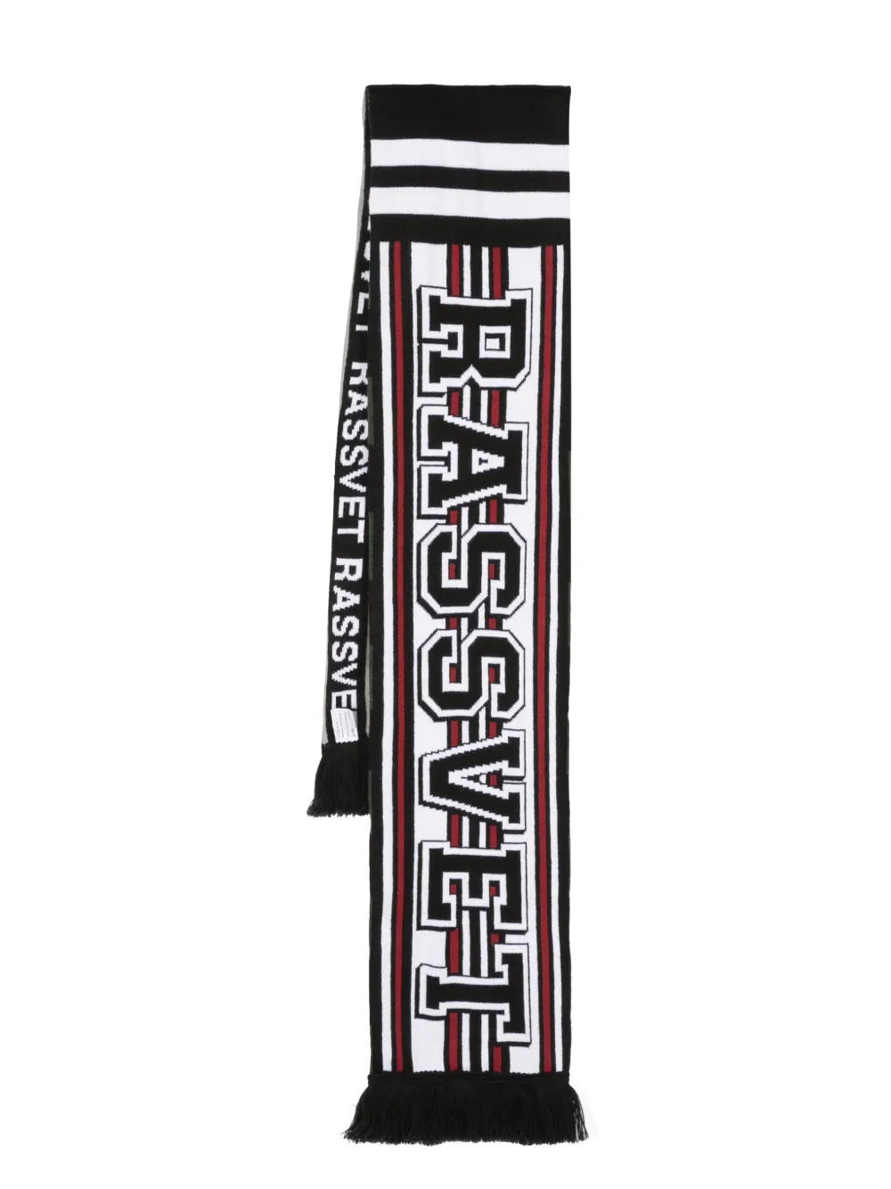Paccbet Striped Intarsia-knit Fringed Scarf In Green