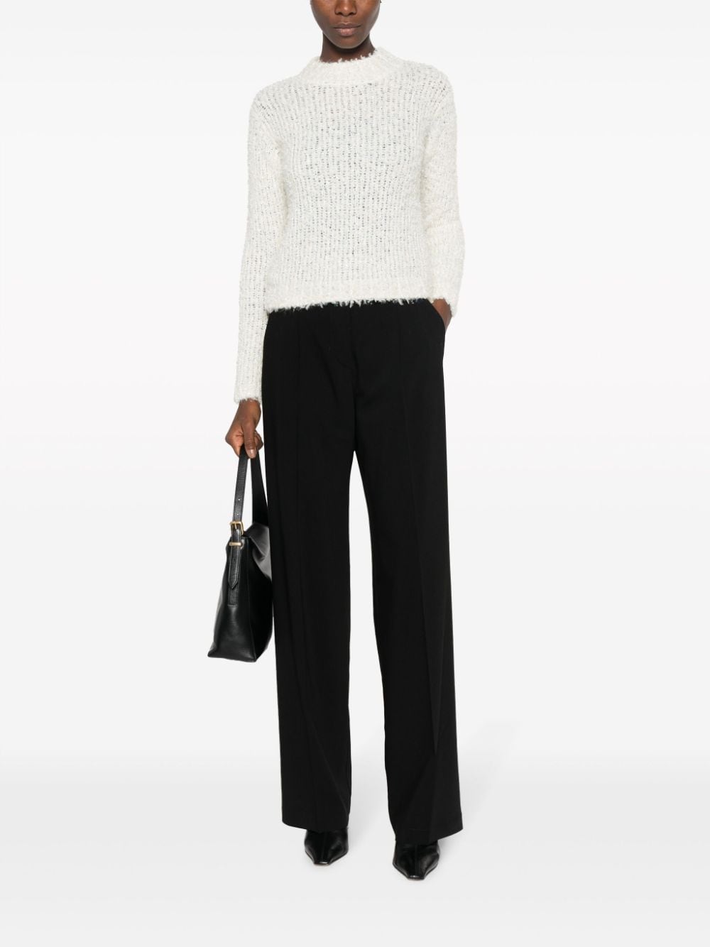 Shop Forte Forte Cotton Straight-leg Tailored Trousers In Black