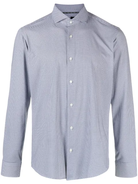 BOSS grid-pattern long-sleeve shirt