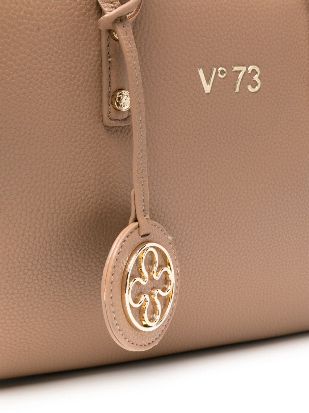 Shop V73 Logo-lettering Leather Tote Bag In Neutrals