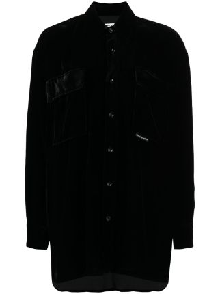 Alexander Wang Velvet Shirt Jacket | Black | FARFETCH SA