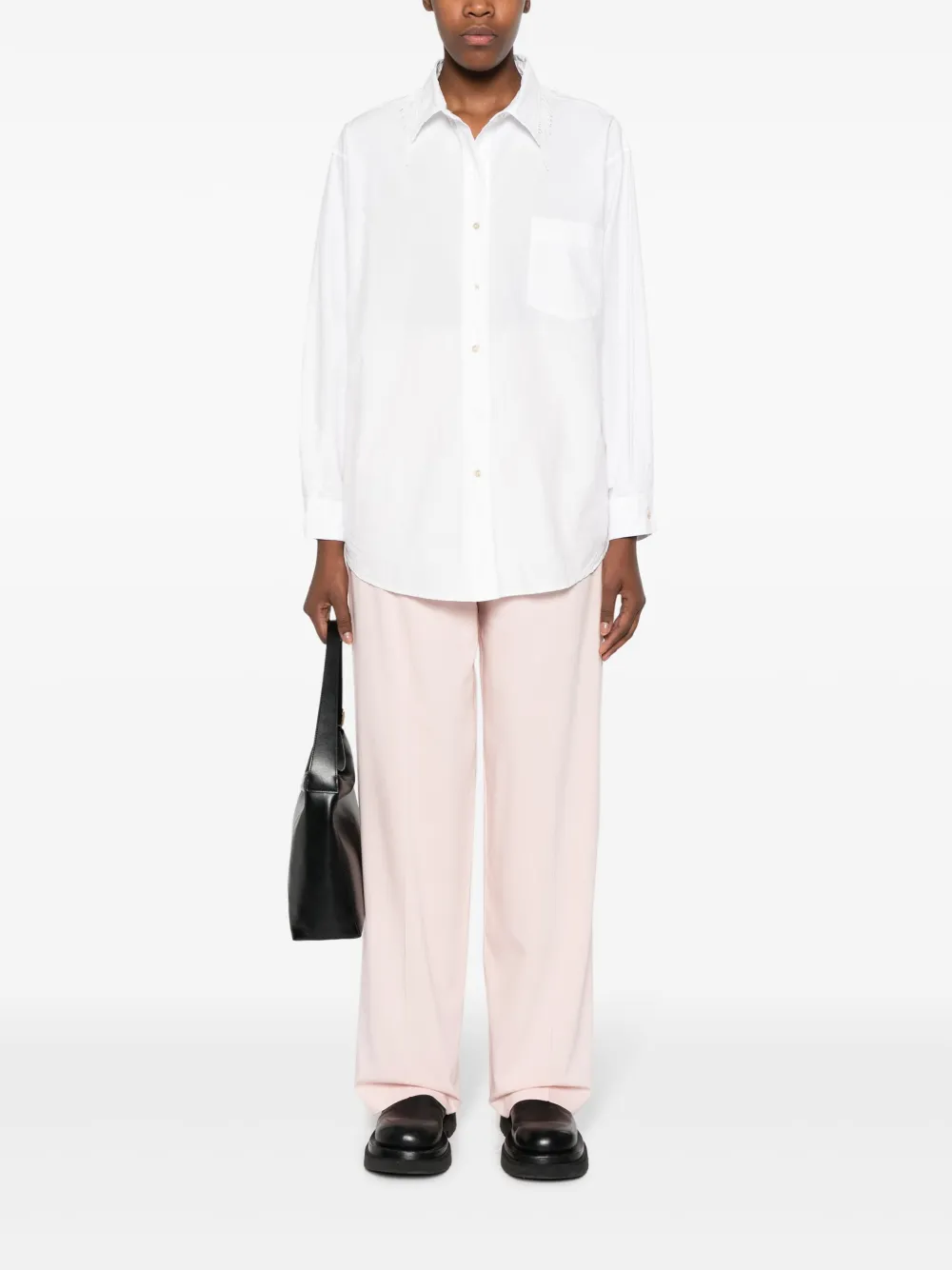 Forte Forte Blouse met contrasterende kraag - Wit