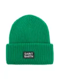 MC2 Saint Barth Kids logo-patch knitted beanie - Green