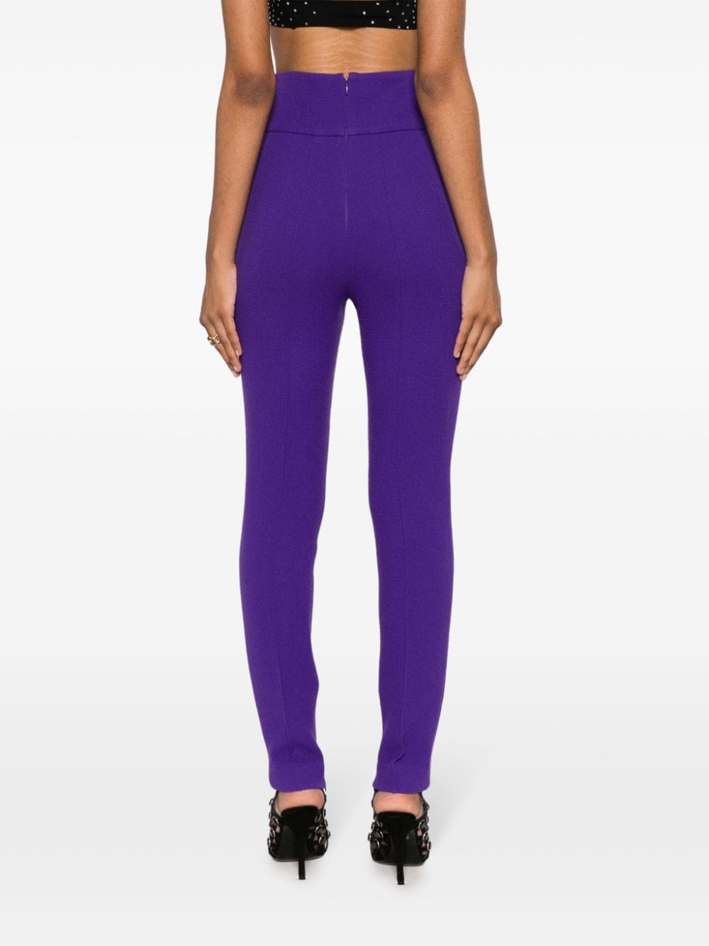 Shop Alexandre Vauthier High-waisted Wool Trousers In Purple
