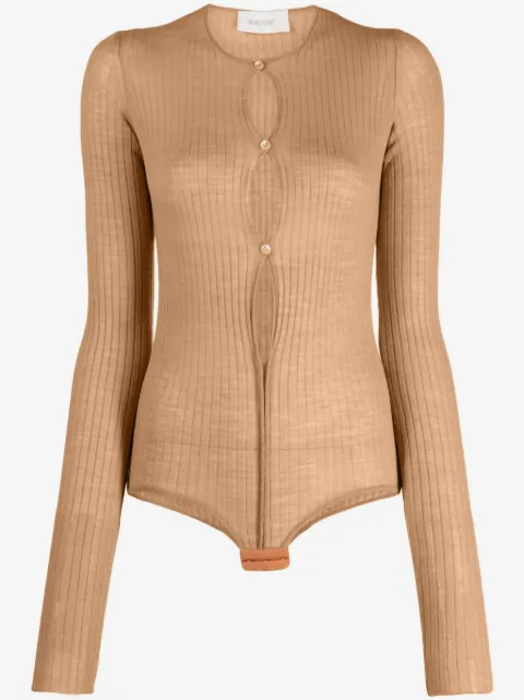 Sportmax ribbed-knit button-up bodysuit