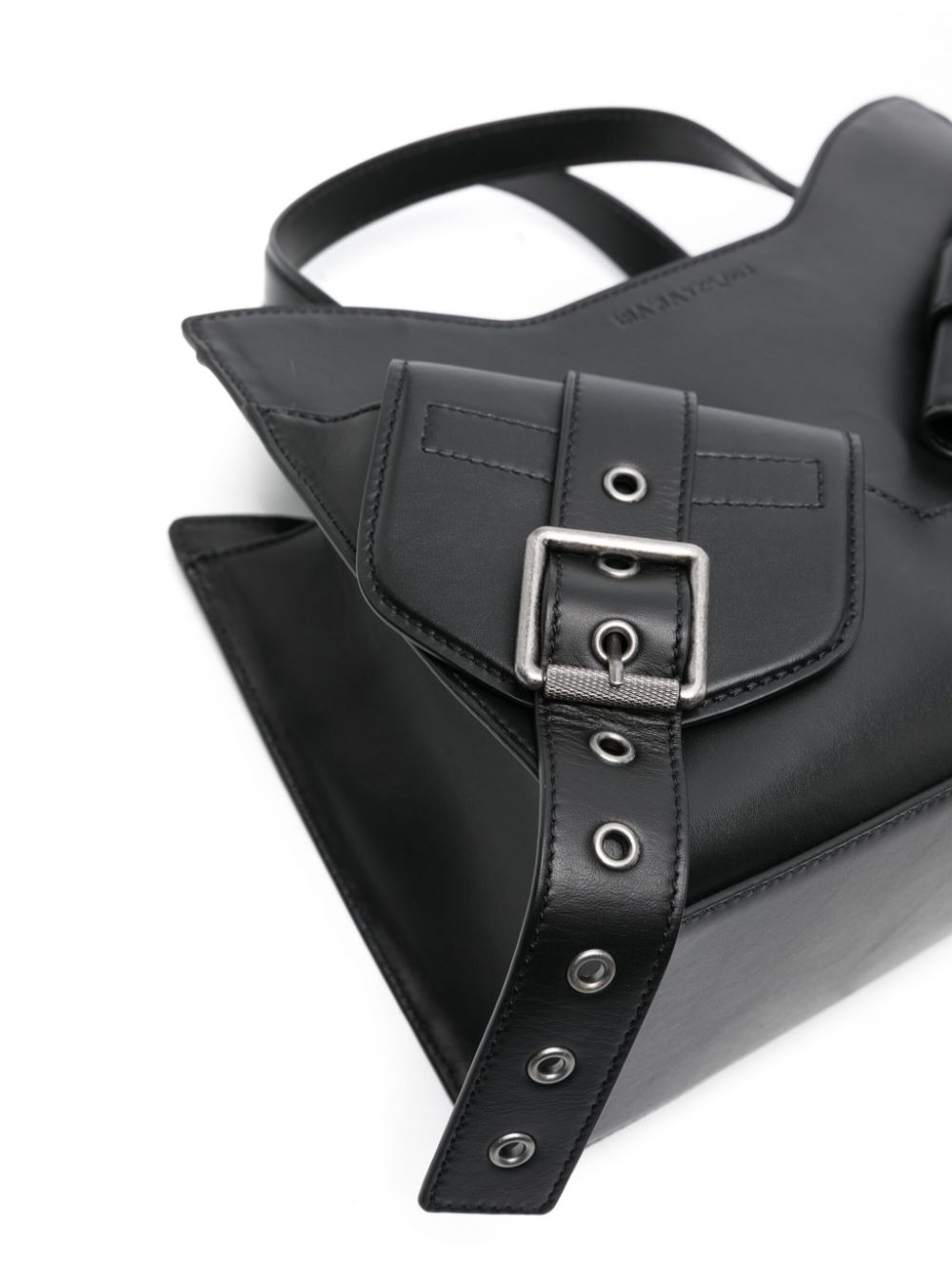 Shop Biasia Logo-debossed Leather Tote Bag In Black