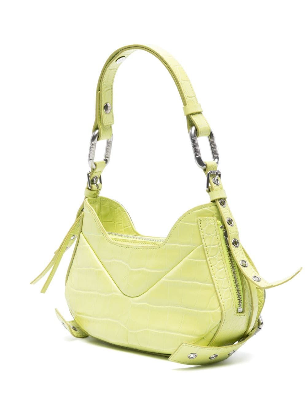 Shop Biasia Y2k Crocodile-embossed Leather Shoulder Bag In Yellow