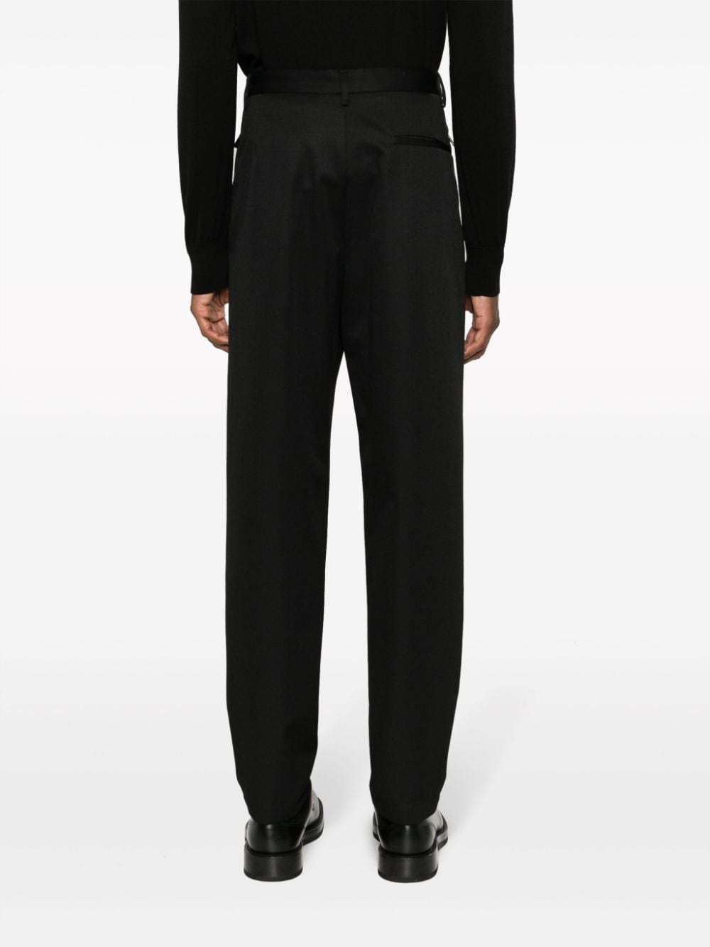 Shop Emporio Armani Straight-leg Wool Tailored Trousers In Black