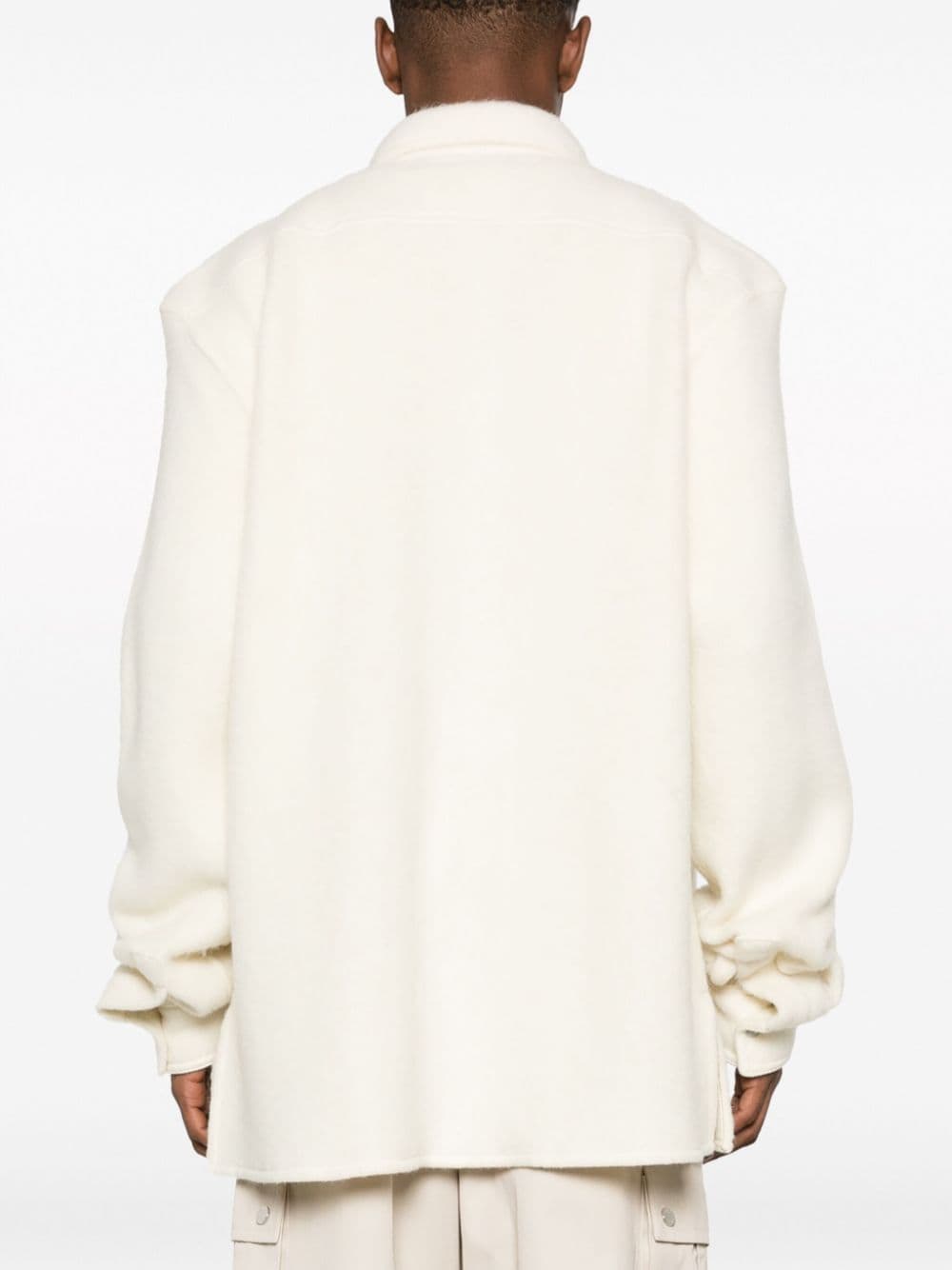 Shop Jil Sander Pointed Flat-collar Wool Shirt In White