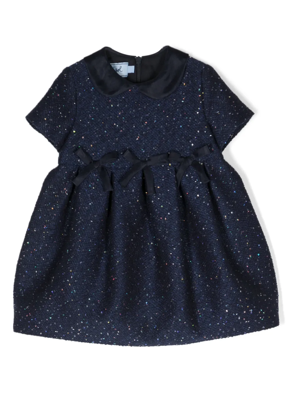 Mi Mi Sol Babies' Sequin-embellished Short-sleeve Dress In Blue