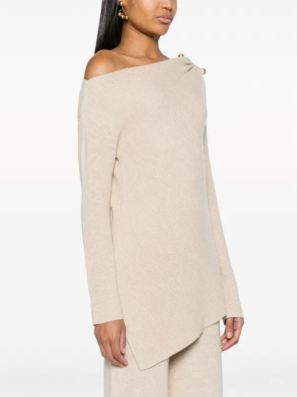 Beige off the online shoulder jumper