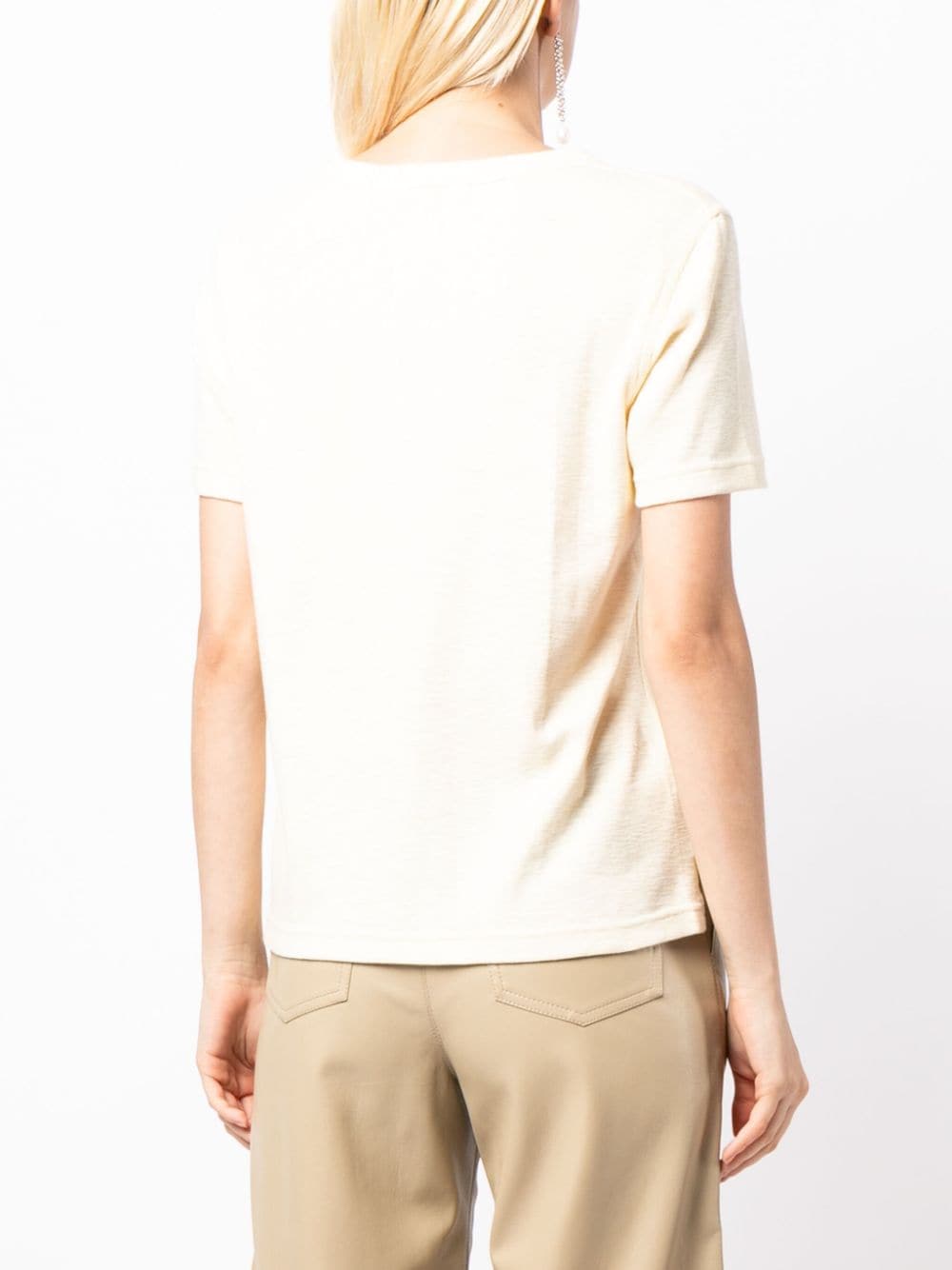 Shop Goodious Contrast-stitching T-shirt In Yellow