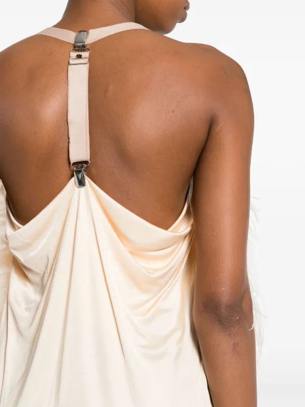 ワンピース SPORTMAX FEATHERED MIDI DRESS Sportmax Ussita feather-trim Midi Dress | Neutrals | FARFETCH JO
