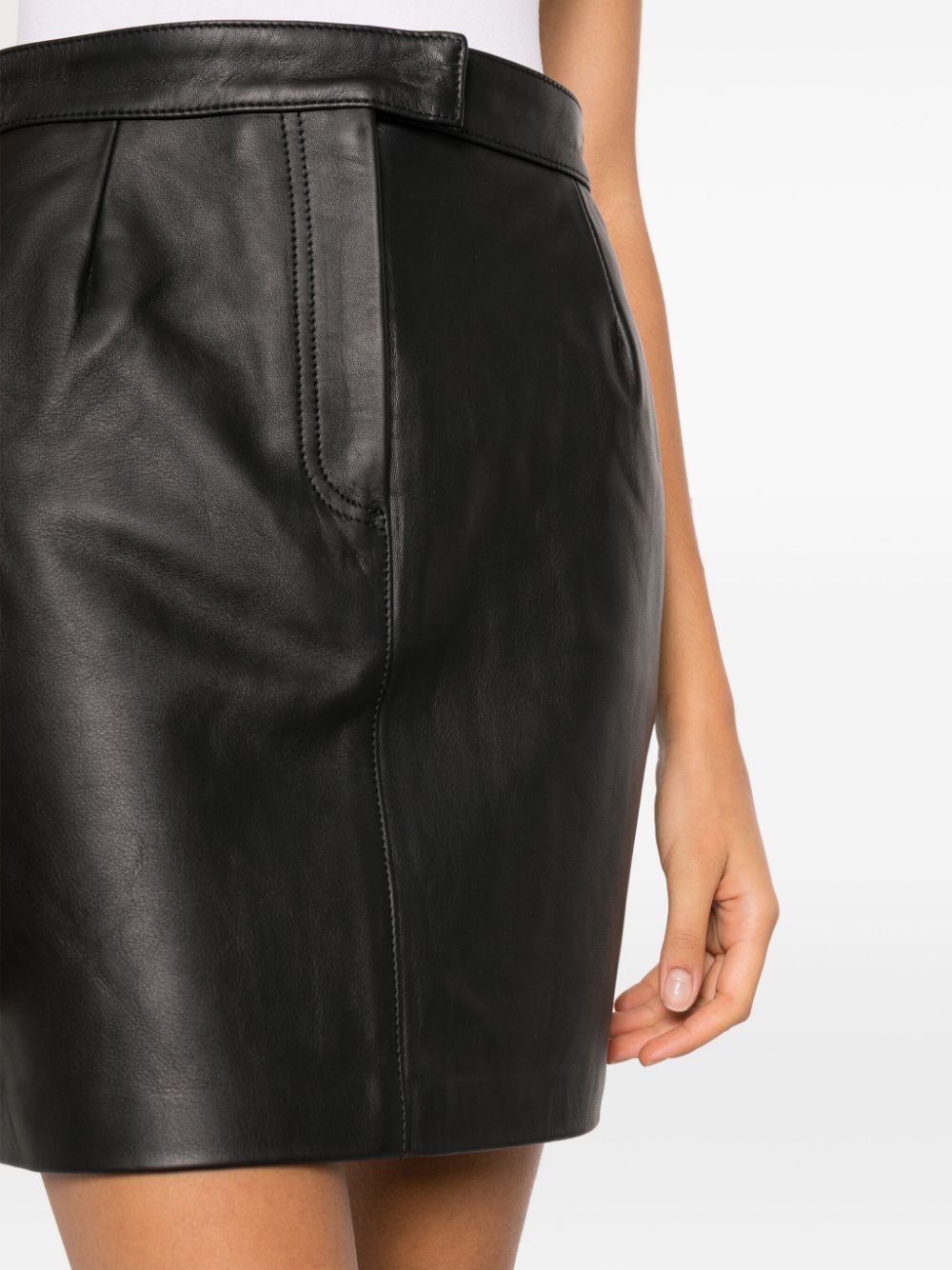 Shop Officine Generale Felicie Lambskin Miniskirt In Black