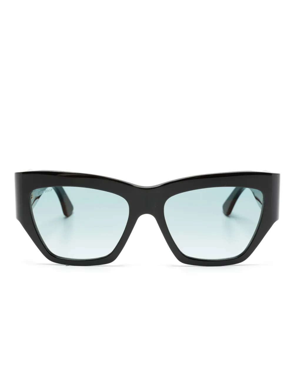 Cartier Logo-embossed Cat-eye Suglasses In Black
