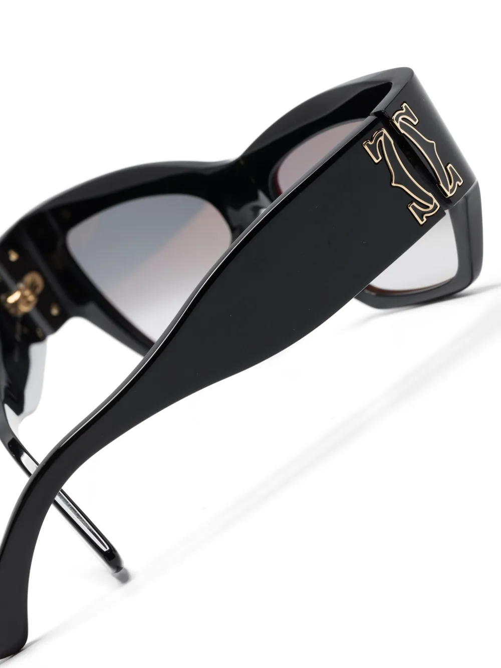 Cartier Eyewear Zonnebril met cat-eye montuur en logo-reliëf Zwart