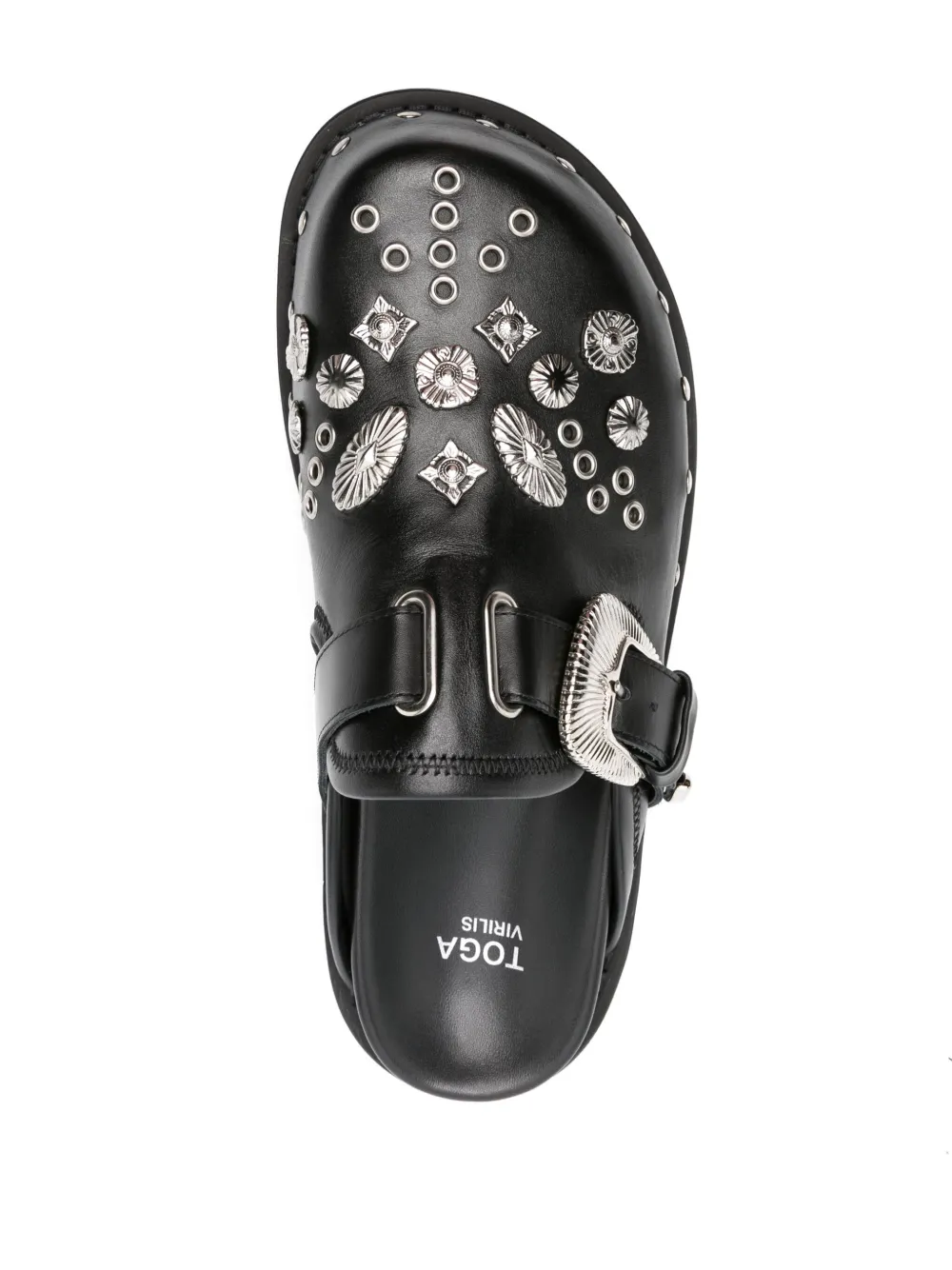 Toga Pulla eyelet-detailing leather slides Black