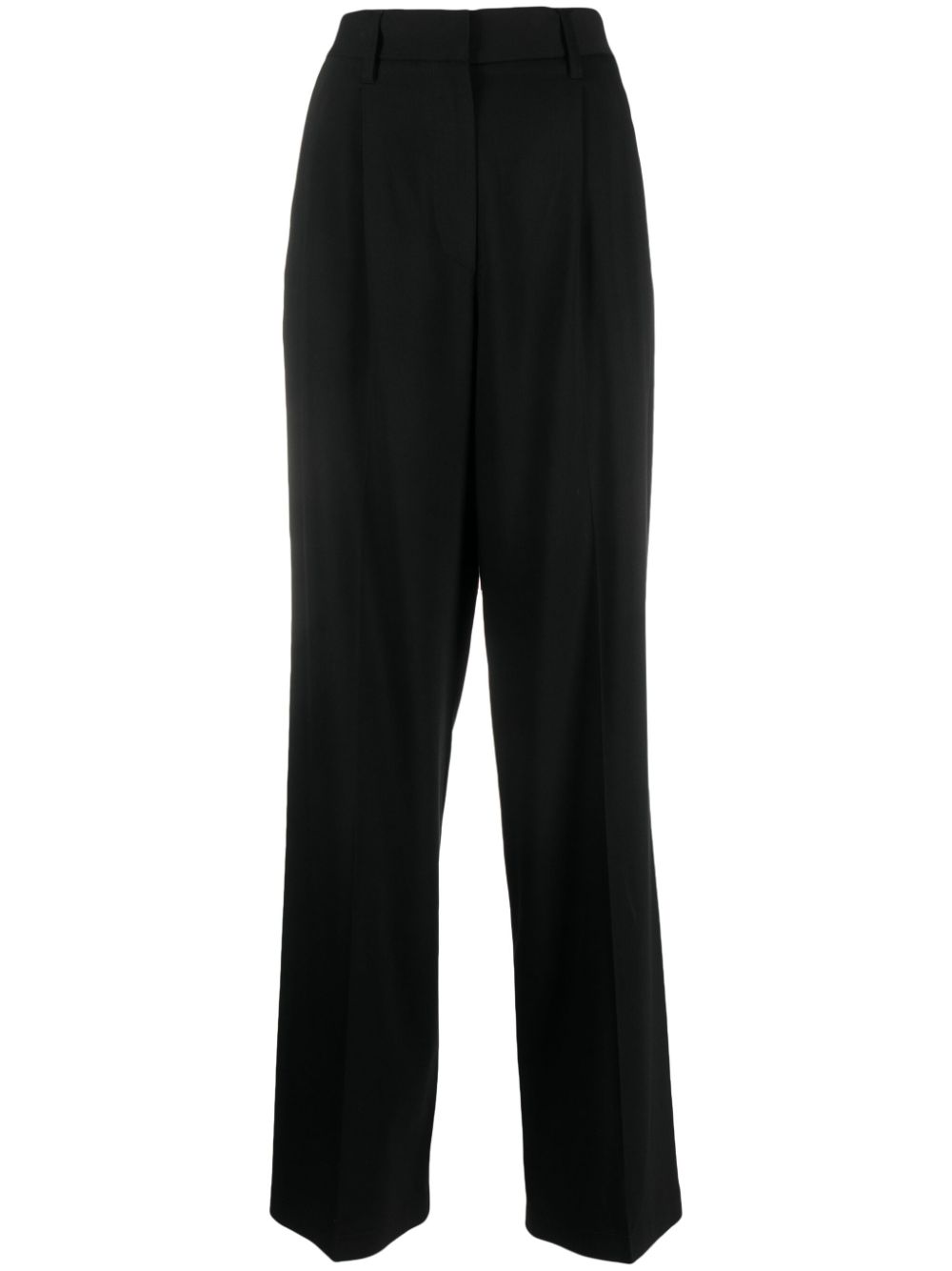 Forte pleated textured high-waisted trousers Zwart