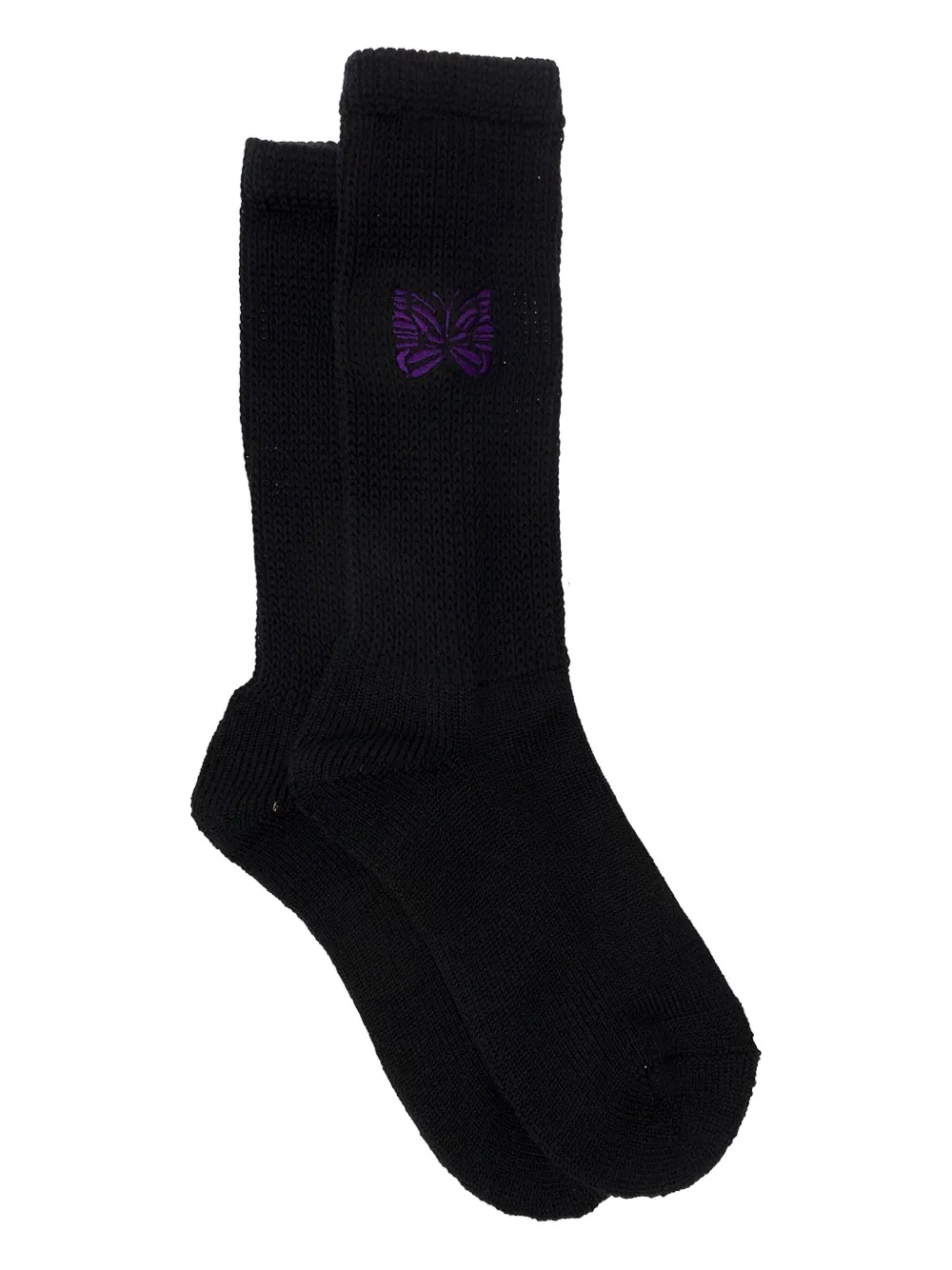Needles Butterfly-embroidered Socks In Black