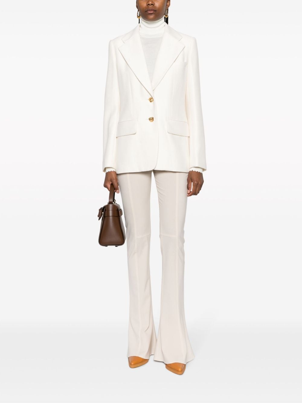 Shop Chloé Embossed-buttons Single-breasted Blazer In Neutrals