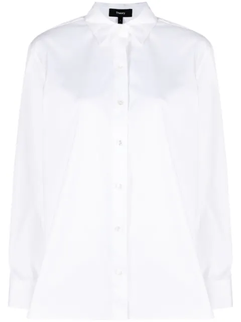 Theory long-sleeve cotton-blend shirt