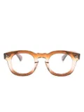 Lesca logo-print round-frame glasses - Brown