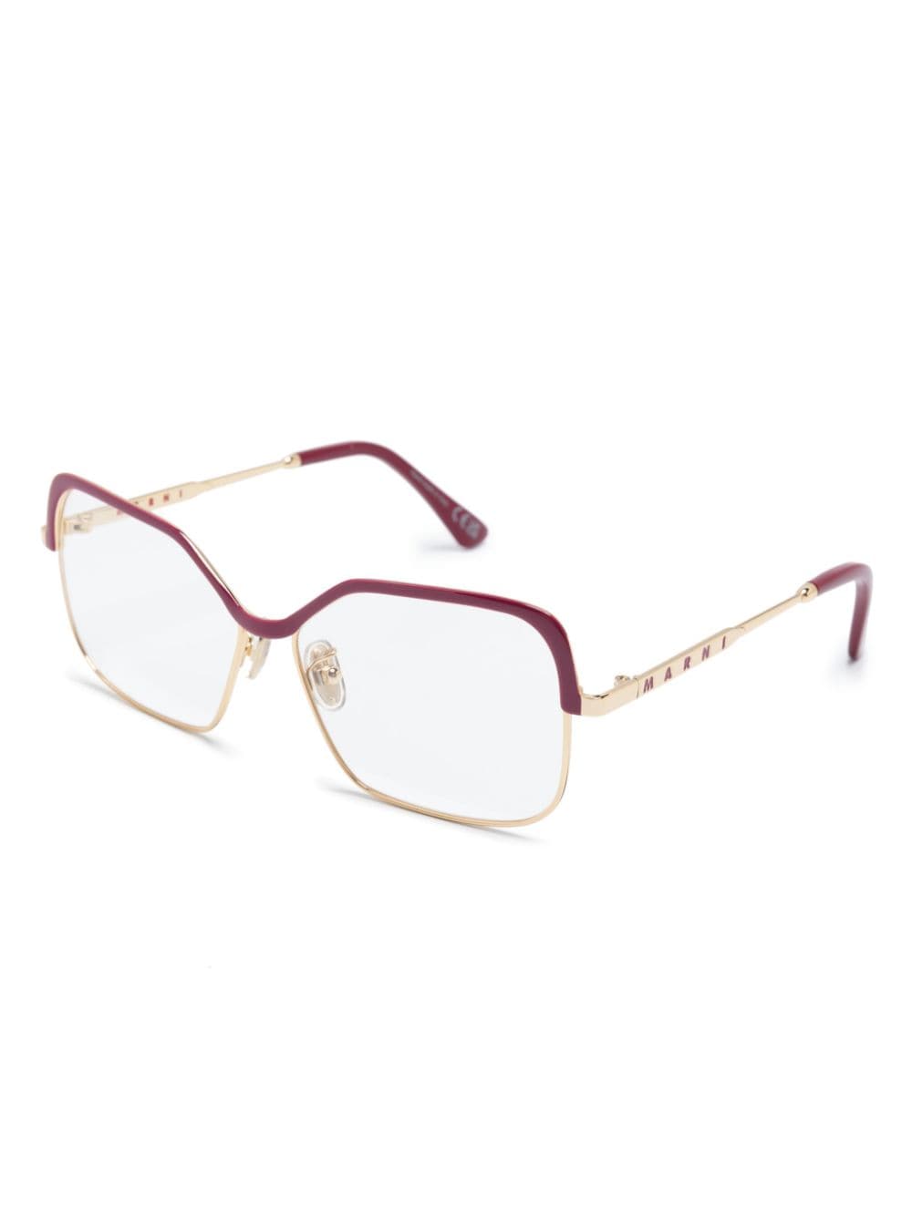 Shop Marni Eyewear Square-frame Two-tone Glasses In Red