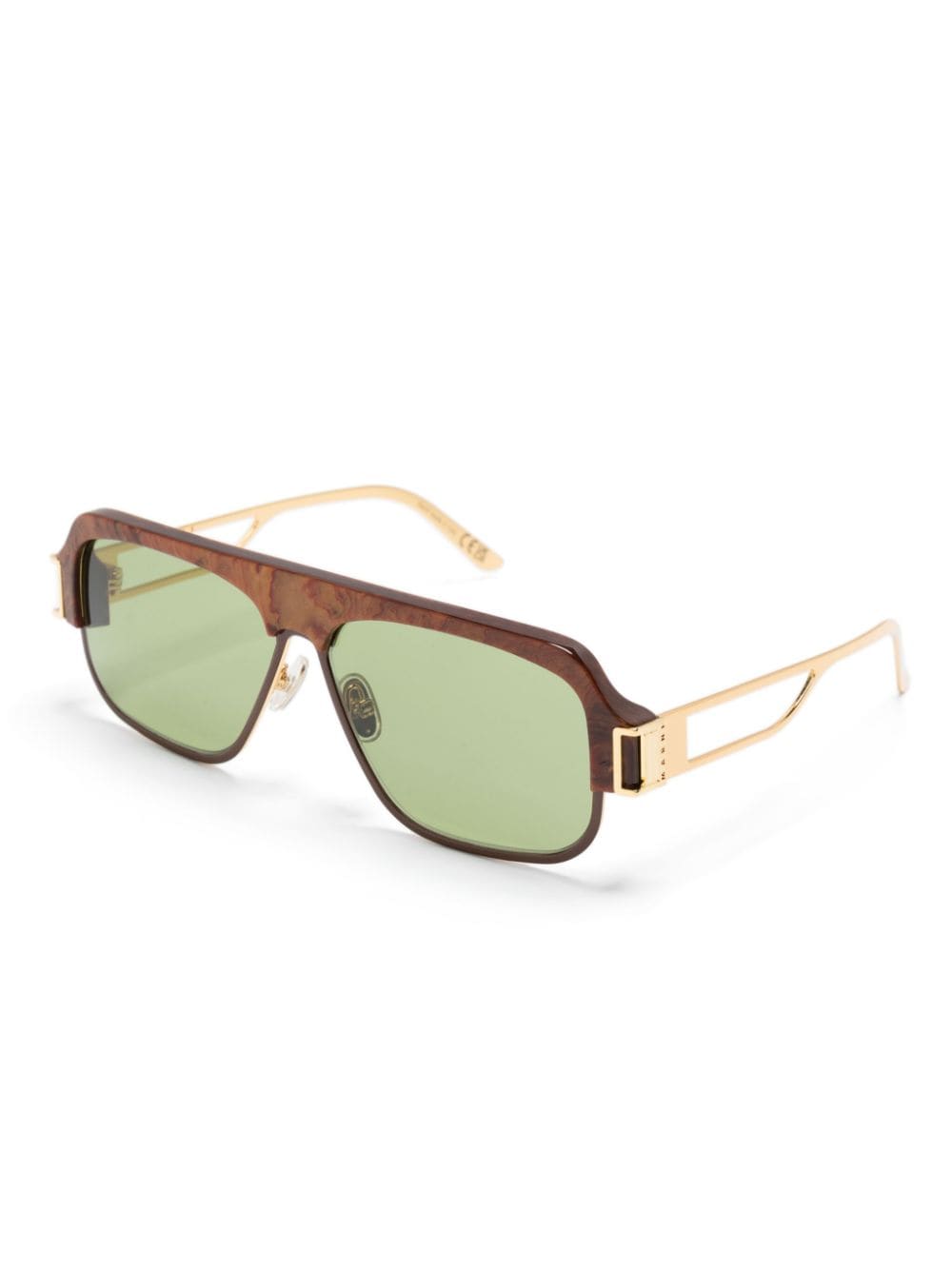 Shop Marni Eyewear Tinted Pilot-frame Sunglasses In Brown