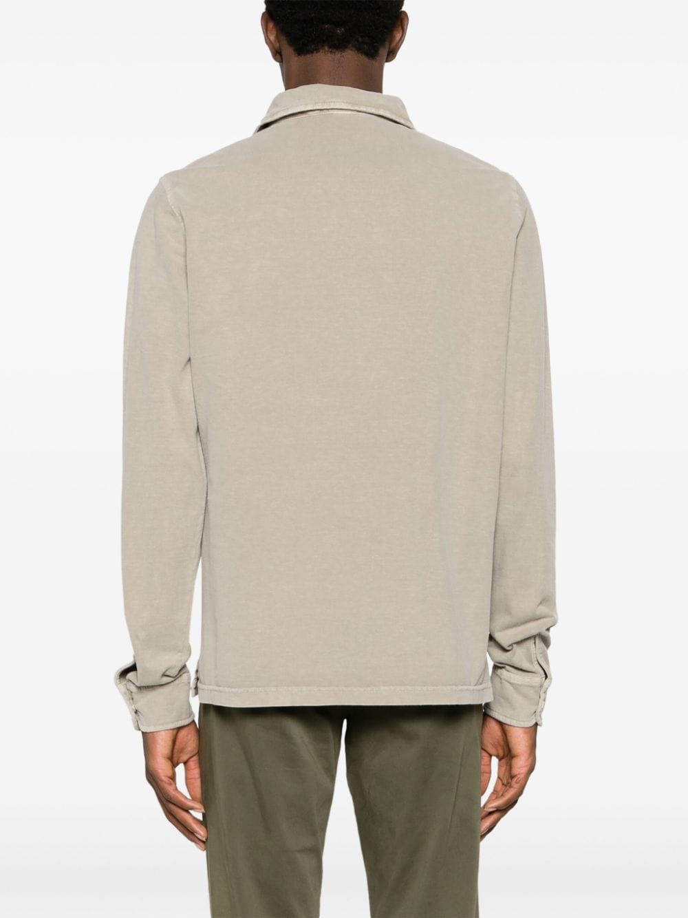 Shop Aspesi Long-sleeved Cotton Polo Shirt In Neutrals