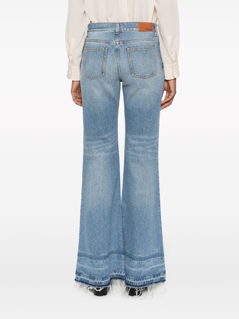 Shop Chloé Whiskering-effect Mid-rise Flared Jeans In Blue