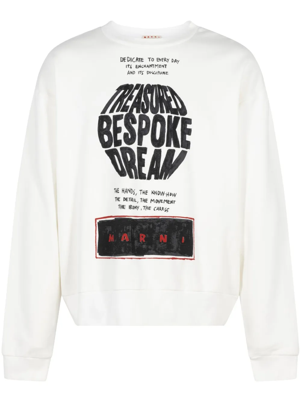 Marni Graphic Print Cotton Crew-neck Sweatshirt In White