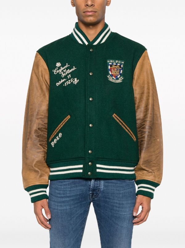 Polo Ralph Lauren Varsity-Inspired leather-sleeve Jacket - Farfetch