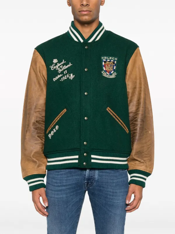 Polo ralph lauren store leather sleeve varsity jacket