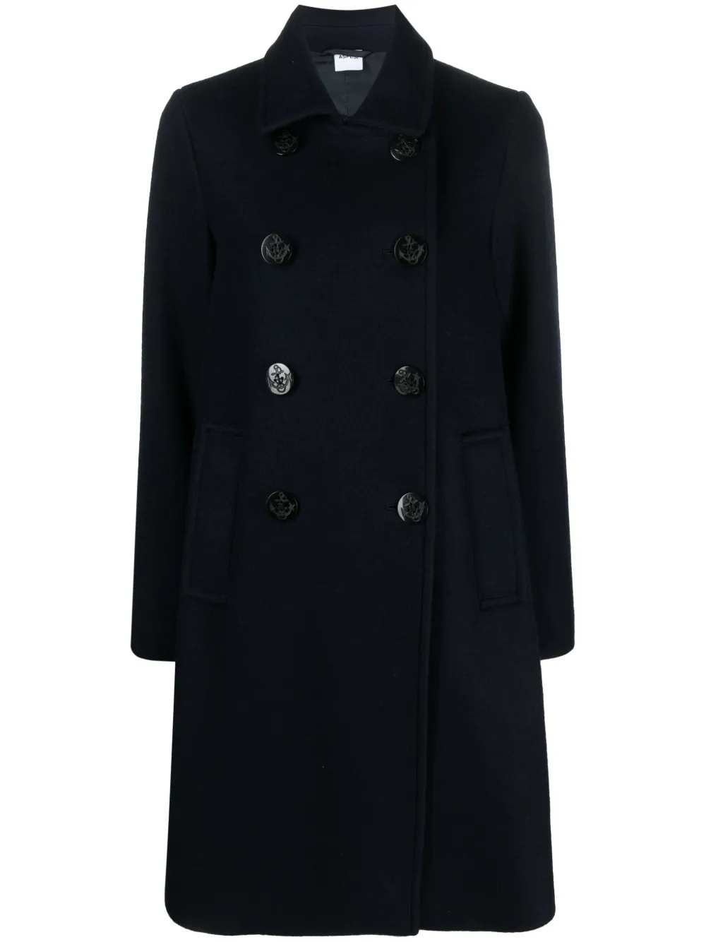 Aspesi Double Breasted Wool Coat In Blue ModeSens