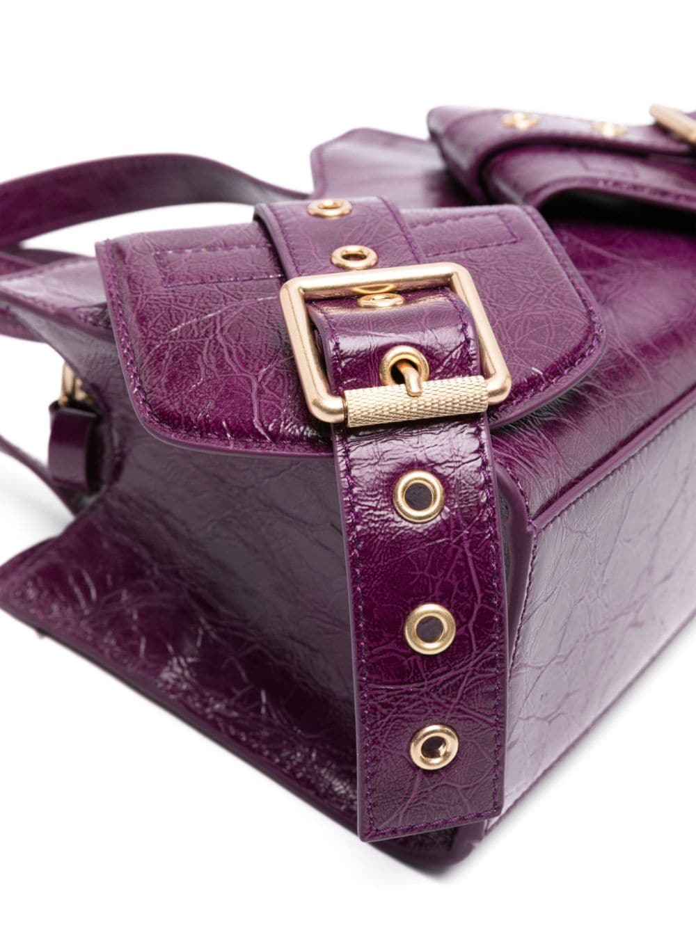 Shop Biasia Small Leather Tote Bag In Purple