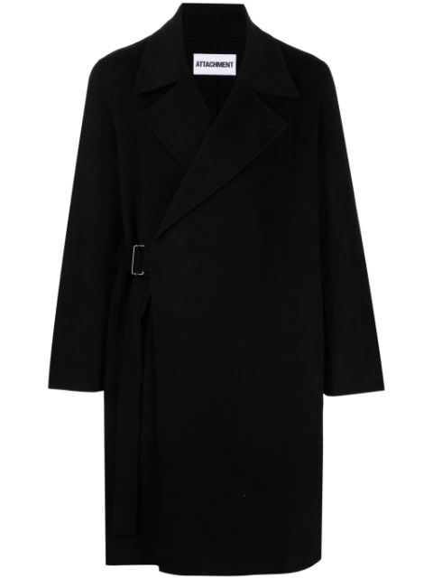 Attachment notched-collar belted coat 