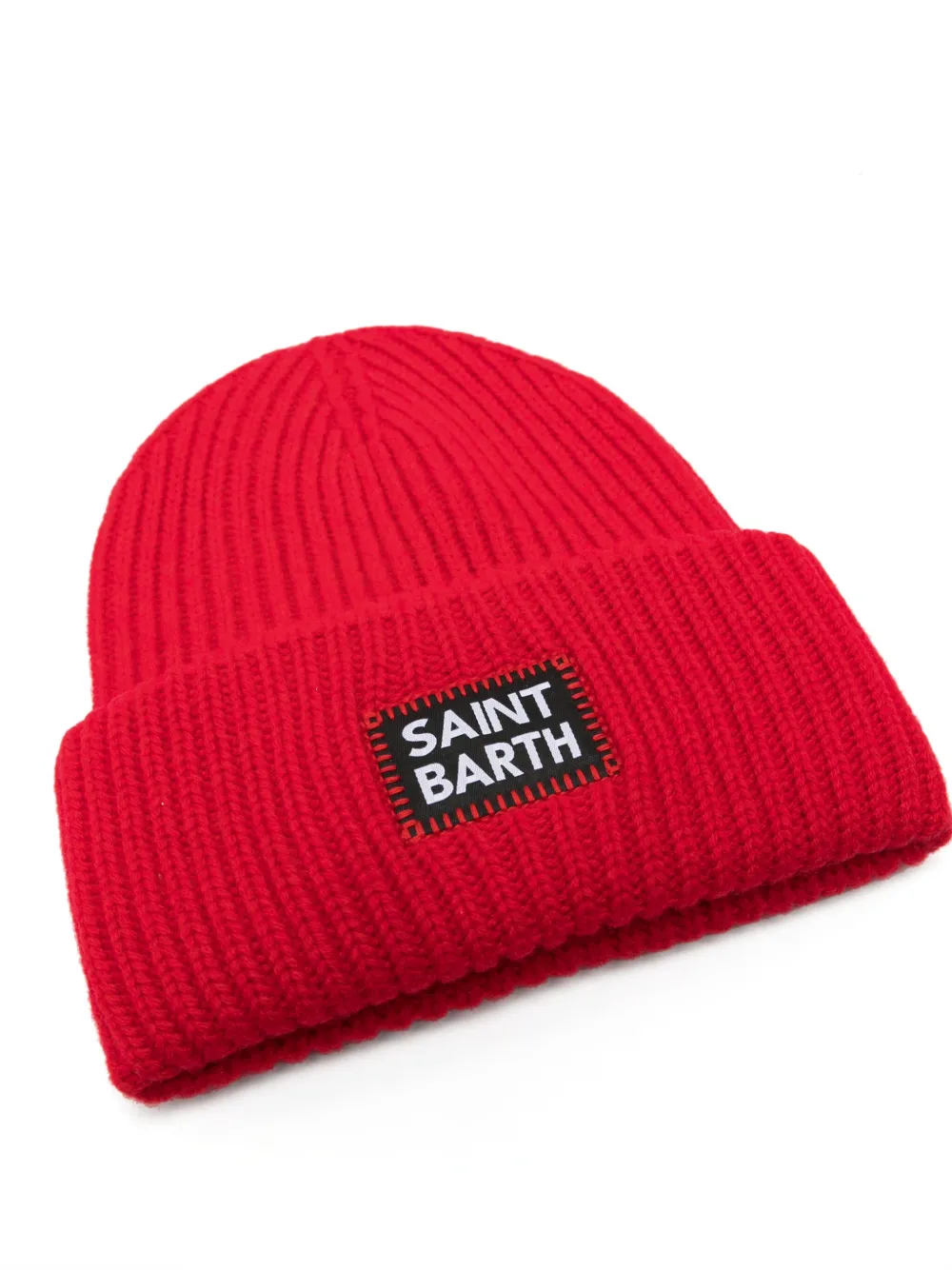 MC2 Saint Barth Kids logo-patch ribbed beanie - Rood