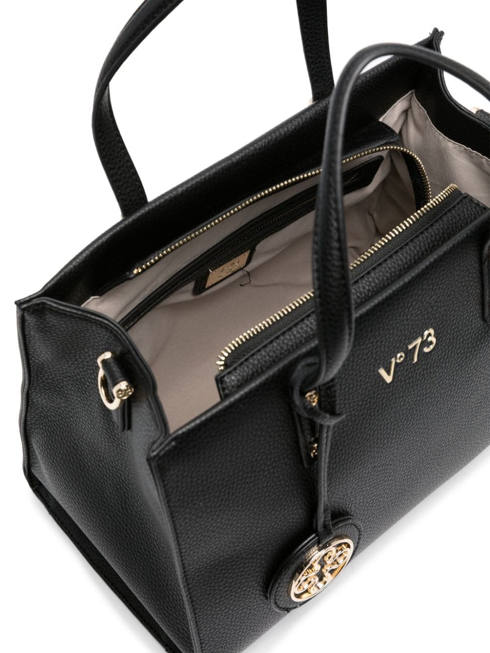 Shop V73 Logo-lettering Leather Tote Bag In Black