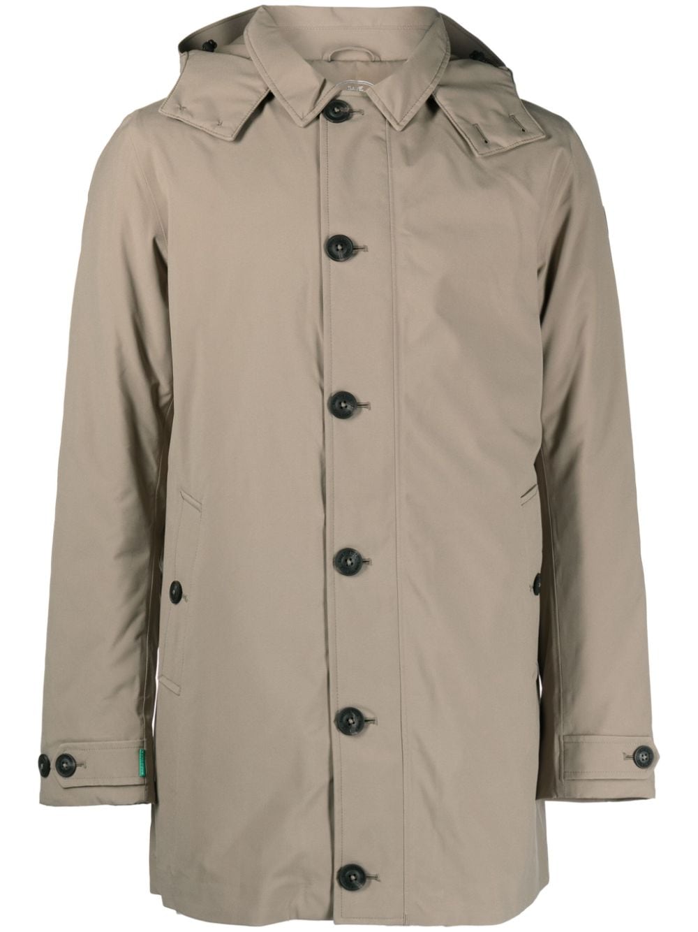 Save The Duck Single-breasted Hooded Coat In Neutrals