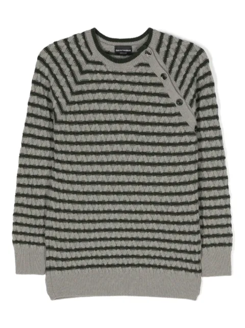 Emporio Armani Kids كنزة مخططة بحياكة الضفيرة