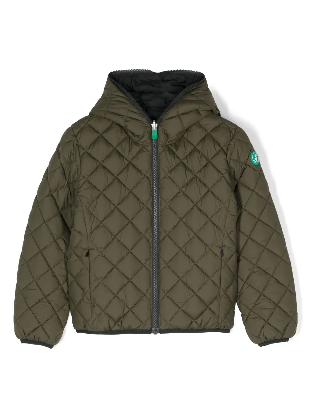 Shop Save The Duck Hooded Quilted Jacket In Green