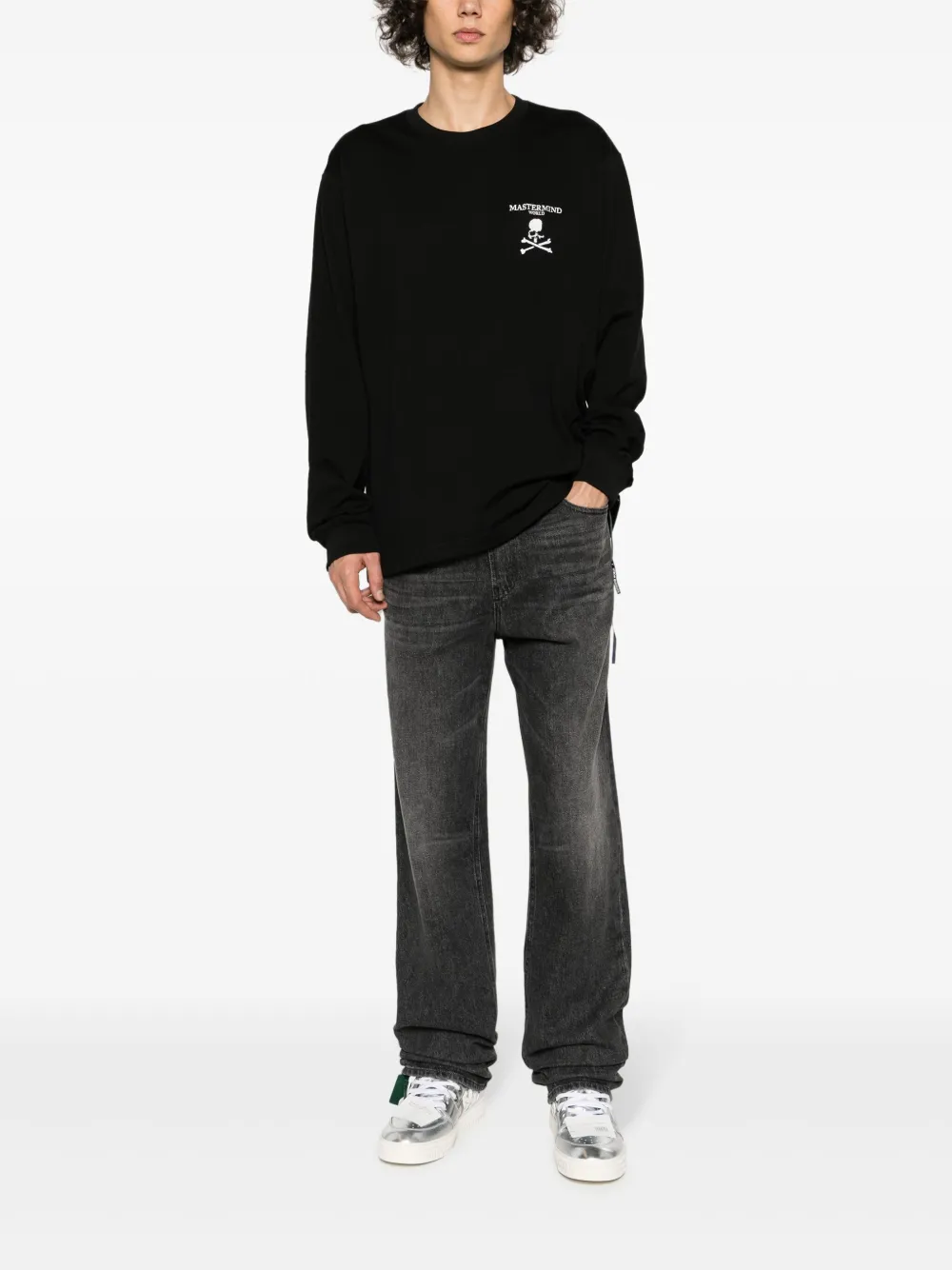 Mastermind Japan logo-embroidered cotton sweatshirt - Zwart