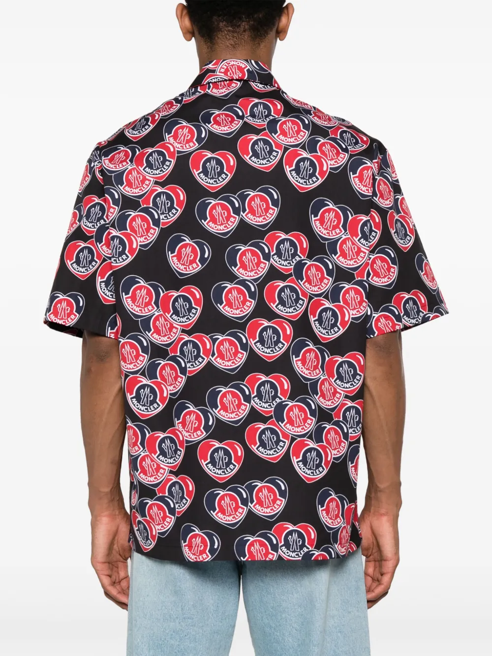 Moncler All-over Logo Print Shirt In Blue