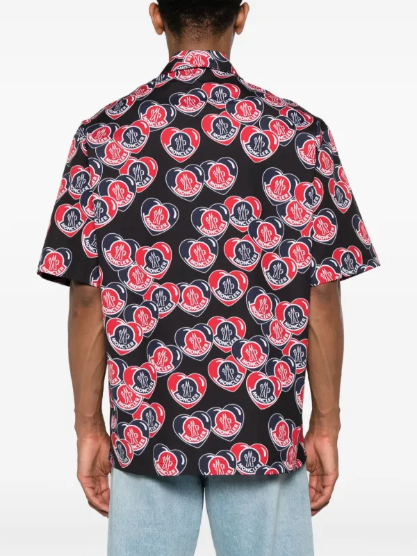 Moncler Heart logo-print Cotton Shirt | Blue | FARFETCH