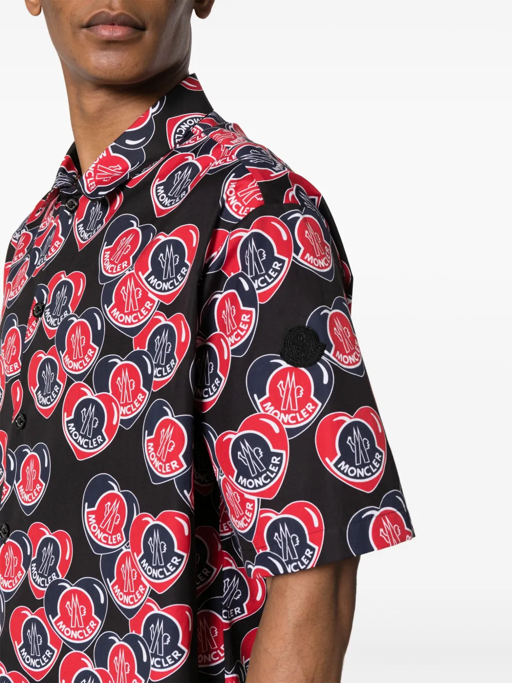 Moncler All-over Logo Print Shirt In Blue