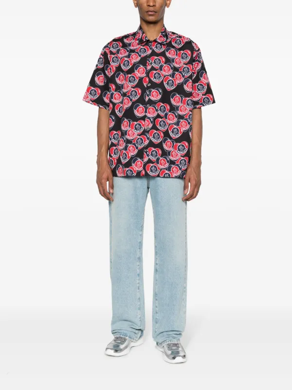 Moncler Heart logo-print Cotton Shirt | Blue | FARFETCH AZ