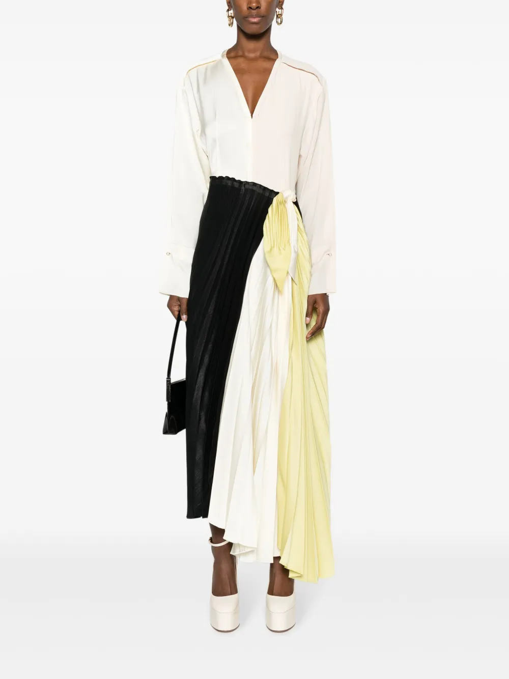 Victoria Beckham asymmetric pleated dress - Groen