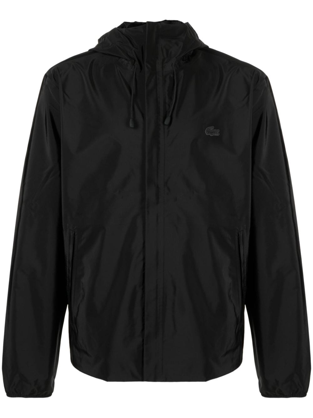 Lacoste Logo-patch Waterproof Hooded Jacket In Black