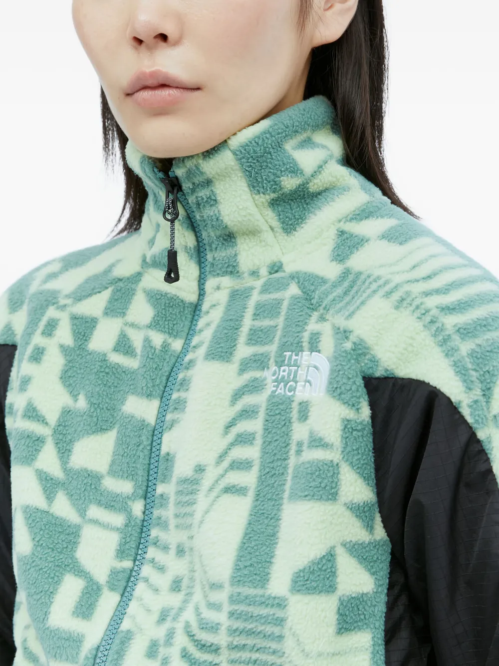 The North Face Geometric-print Zip Jacket In Black